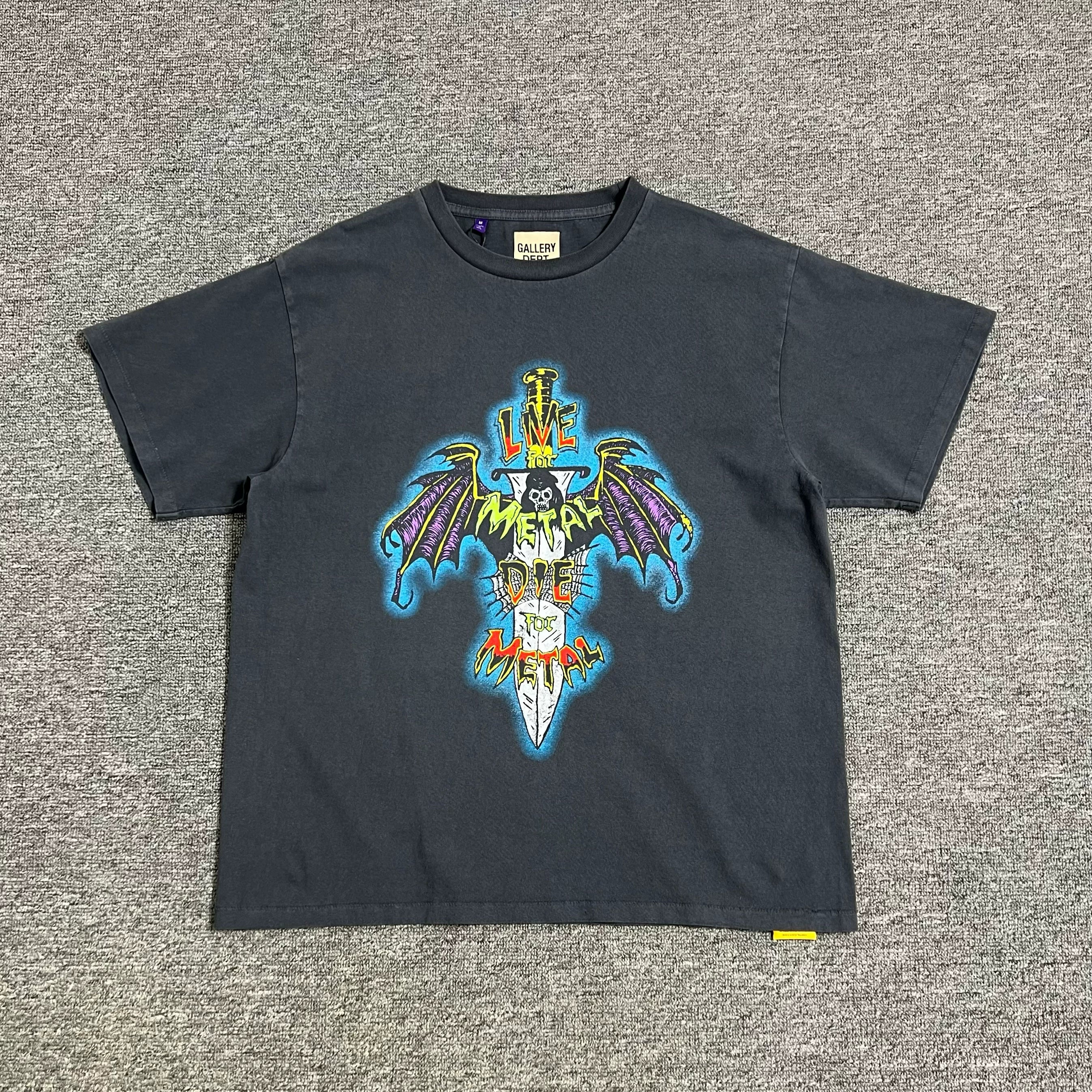 GALLERY DEPT. LIVE FOR METAL TEE 25 new washed and worn loose short sleeved T-shirt
