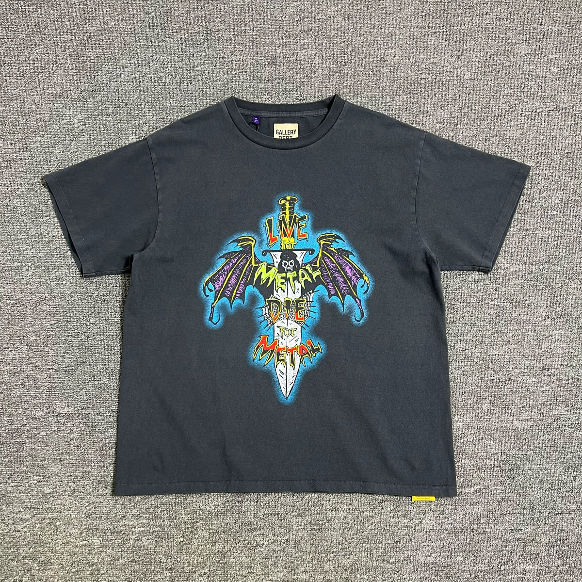 GALLERY DEPT. LIVE FOR METAL TEE 25 new washed and worn loose short sleeved T-shirt