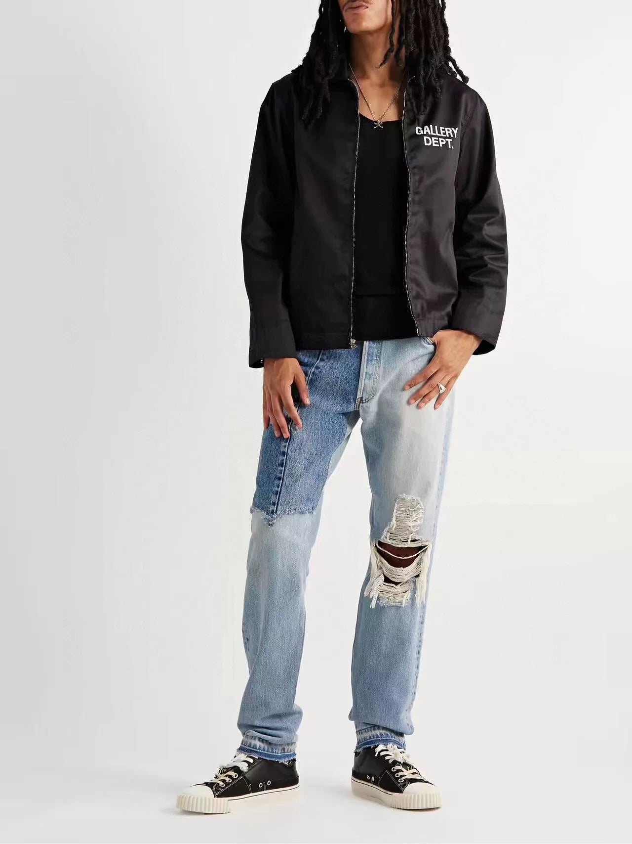 GALLERY DEPT. KEN DENIM Splicing Materials Deconstructing Grinding Edge Destruction Retro Washed Jeans