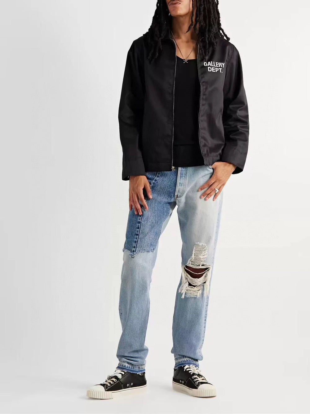 GALLERY DEPT. KEN DENIM Splicing Materials Deconstructing Grinding Edge Destruction Retro Washed Jeans