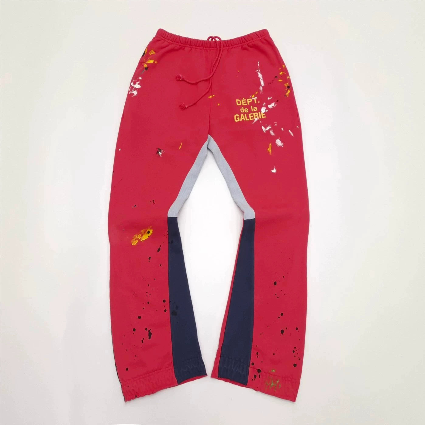 Gallery Dept hand-painted splashed ink letter print splicing micro pull pants, high street washed old pants