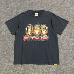 GALLERY DEPT. SEE NO EVIL TEE Water washed distressed loose short sleeved T-shirt for both men and women