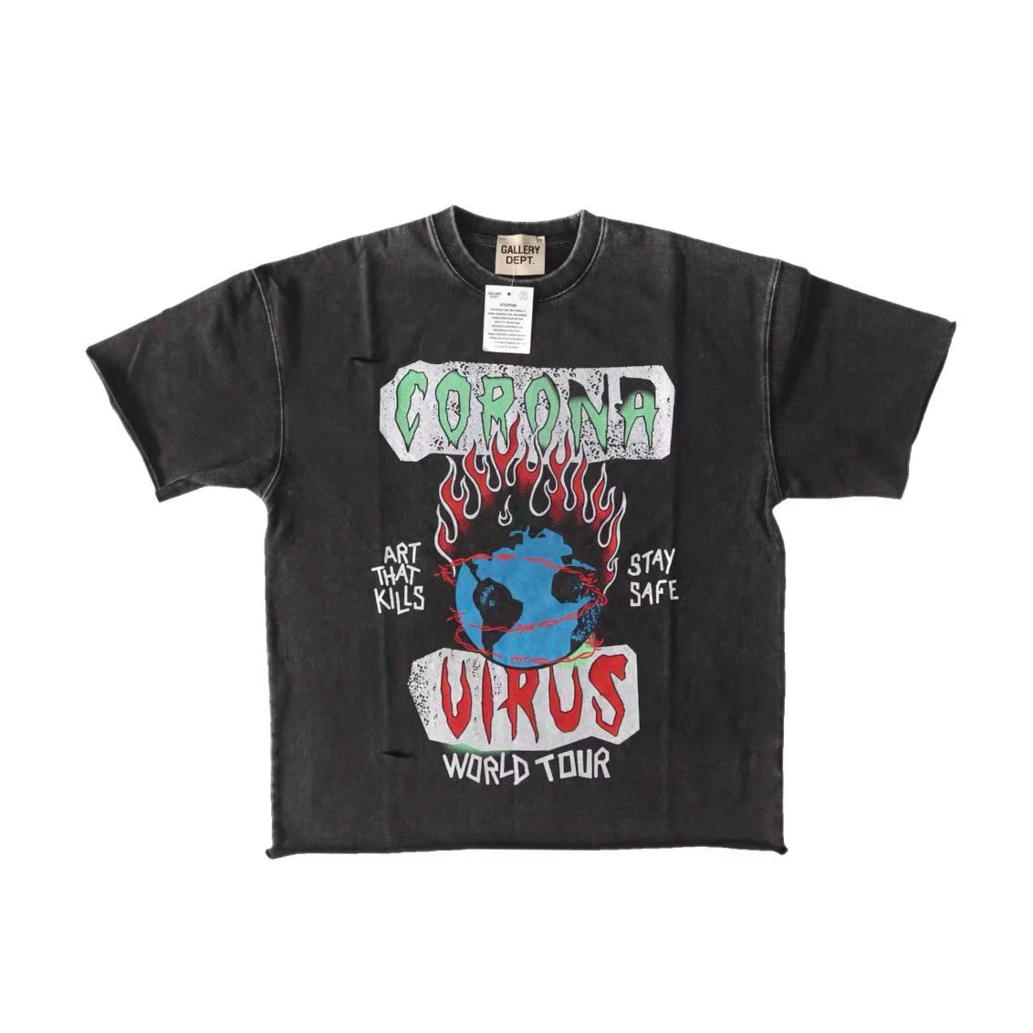 GALLERY DEPT VINTAGE Retro Piercing Round Neck Cotton Short Sleeve T-shirt