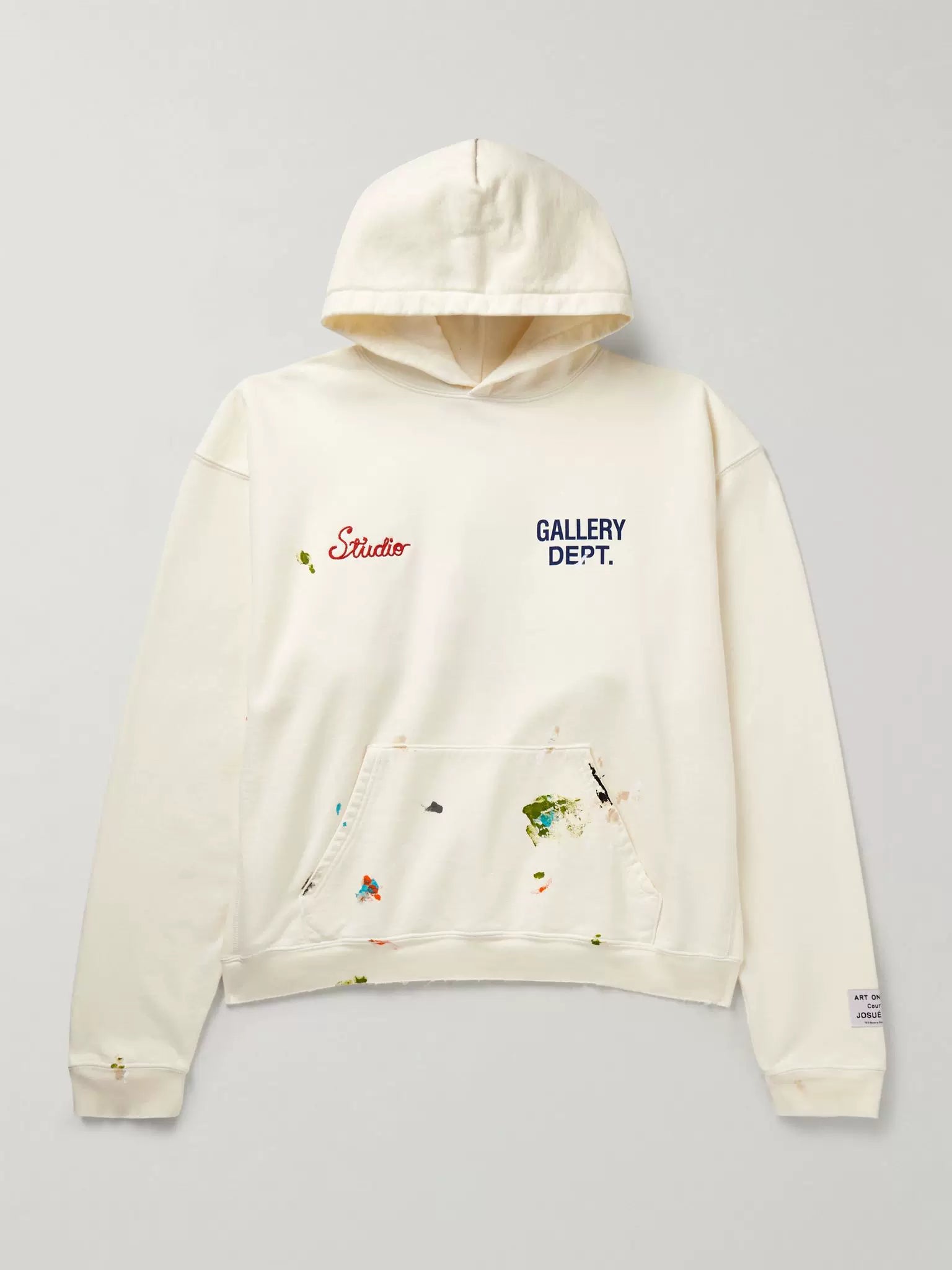GALLERY DEPT. ART ON PLAY HOODIE Leather Label Hand drawn Ink Splashing Old Hoodie Sweatshirt