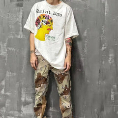 GALLERY DEPT CARPENTER FLARE khaki desert camouflage leopard print patchwork micro horn work pants