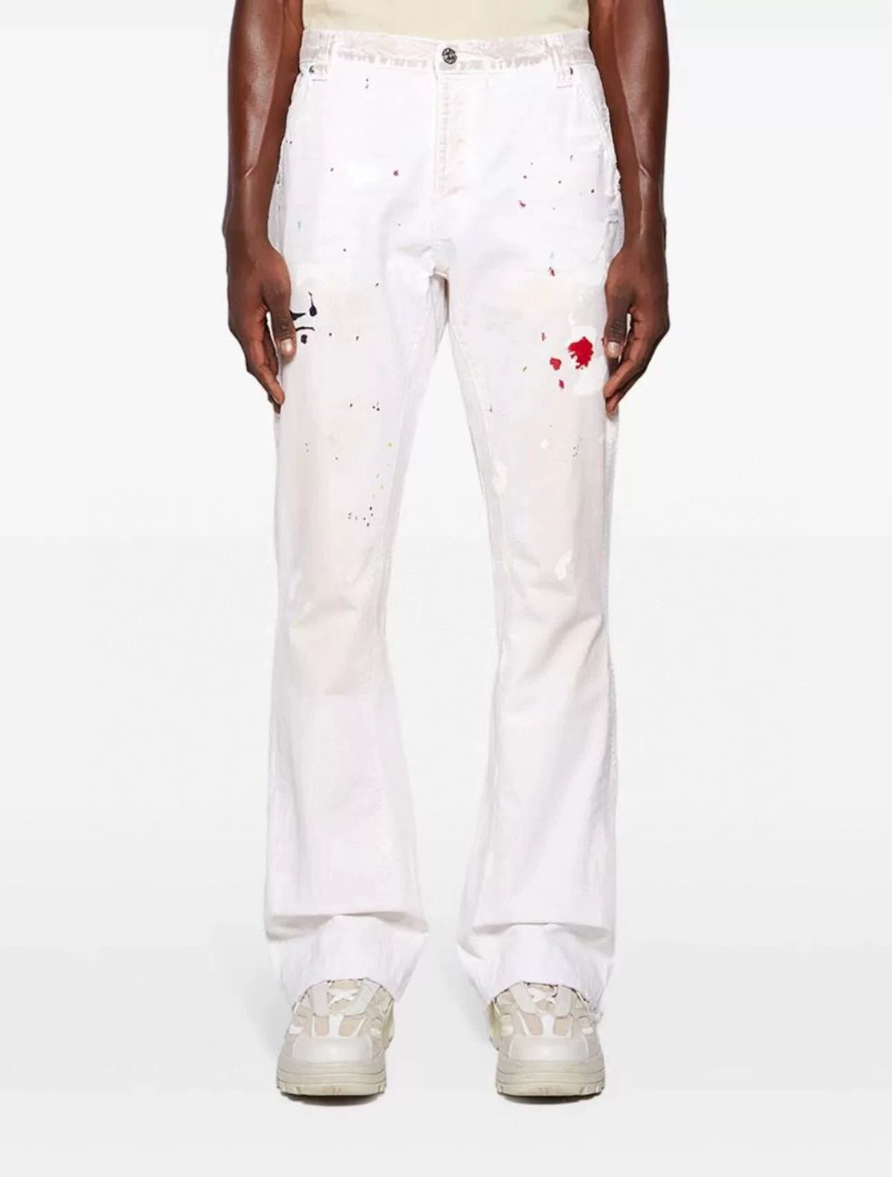 GALLERY DEPT. PAINTED CARPENTER FLARE Dirty White Splash Ink Woodworking Jeans