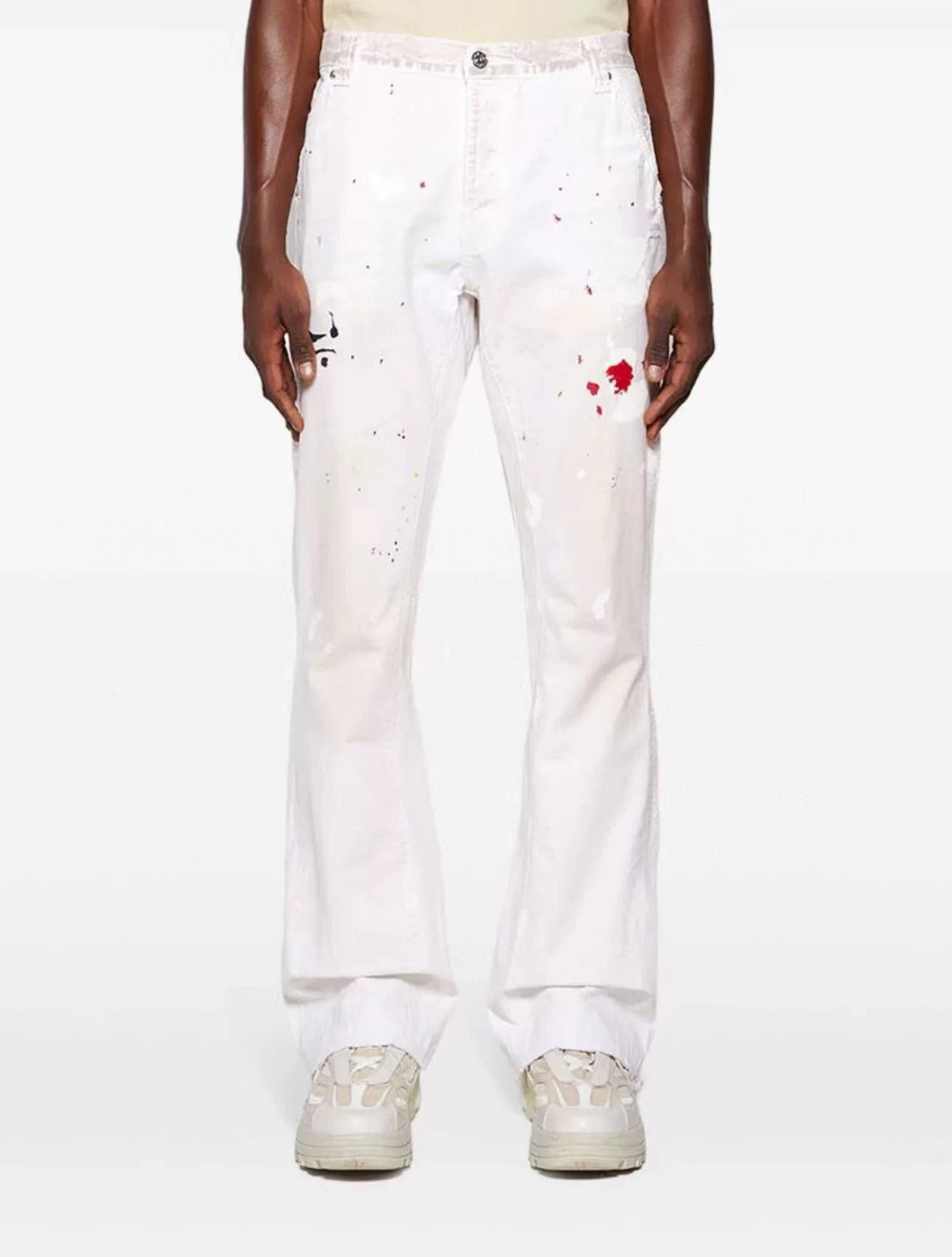 GALLERY DEPT. PAINTED CARPENTER FLARE Dirty White Splash Ink Woodworking Jeans