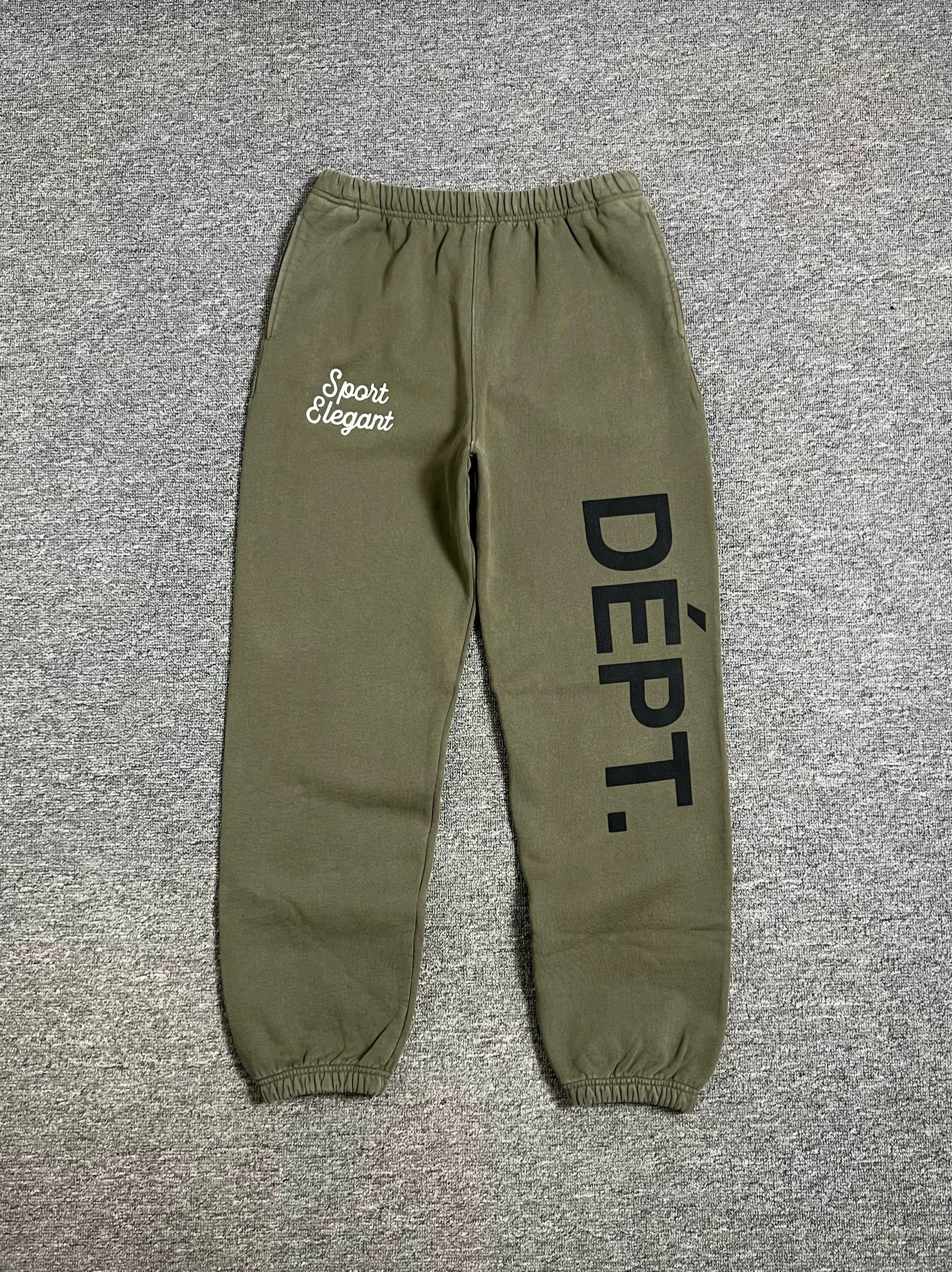 Gallery Dept. Team Dept Sweatpants Faded Olive Embroidered Letter Pants