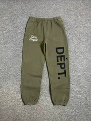 Gallery Dept. Team Dept Sweatpants Faded Olive Embroidered Letter Pants