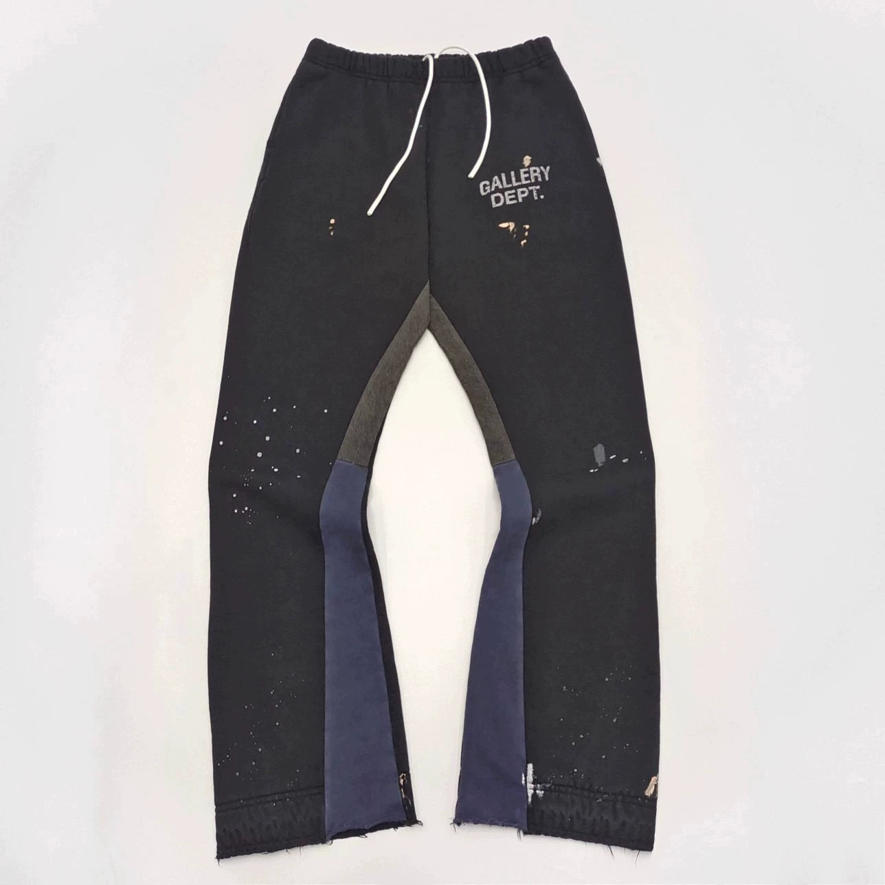 Gallery Dept hand-painted splashed ink letter print splicing micro pull pants, high street washed old pants
