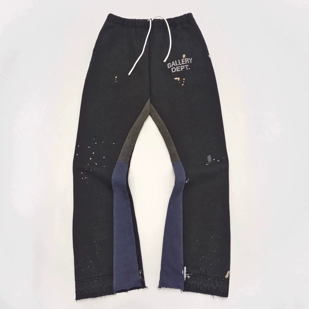 Gallery Dept hand-painted splashed ink letter print splicing micro pull pants, high street washed old pants