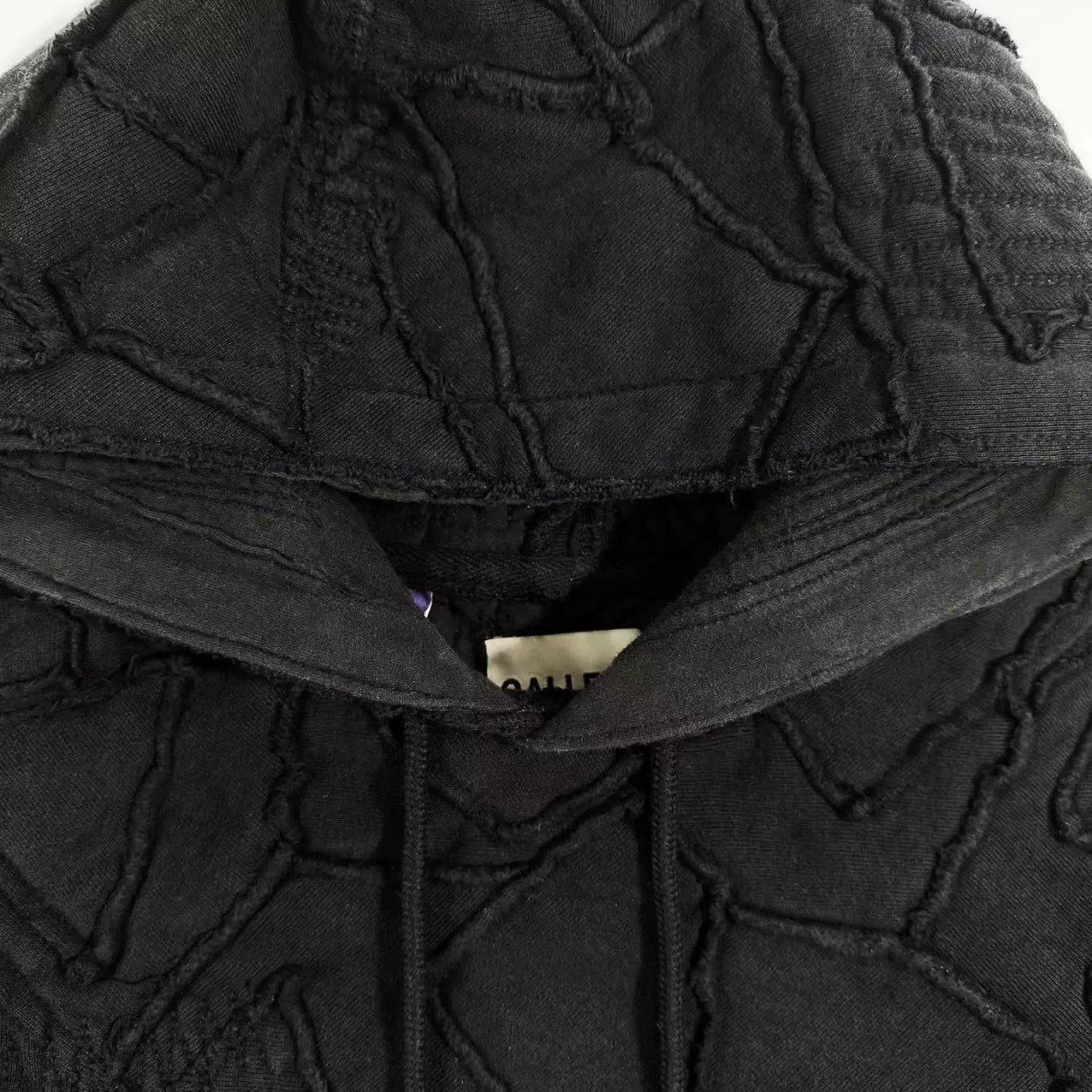 GALLERY DEPT. COLLAGE HOODIE Black Collage Patch Splicing Damaged Hoodie Sweatshirt