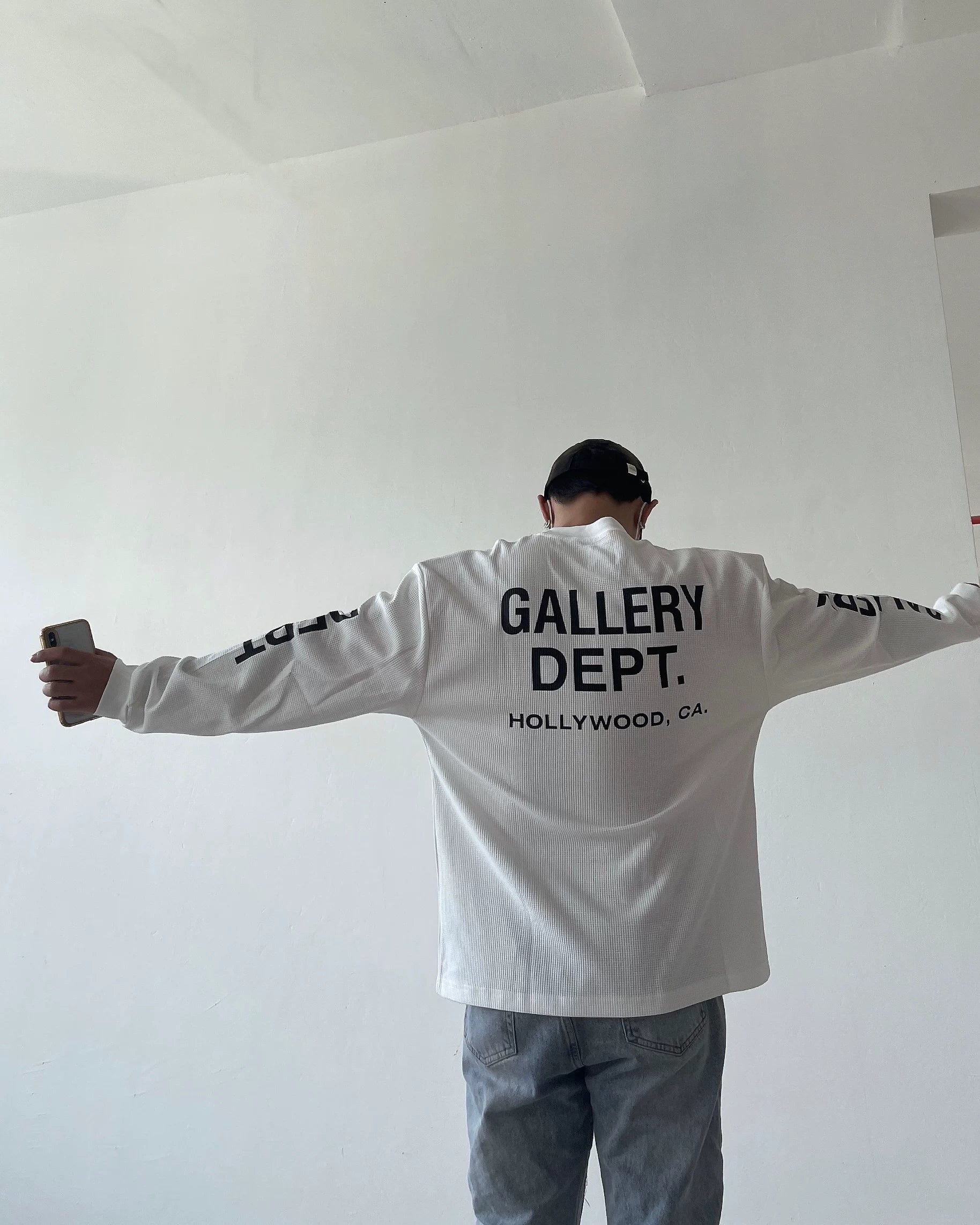 GALLERY DEPT 华夫格宽松印花长袖T恤上衣潮男女