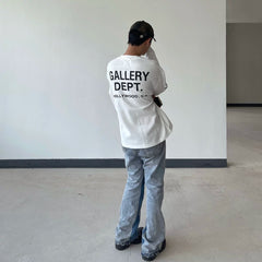 GALLERY DEPT 华夫格宽松印花长袖T恤上衣潮男女