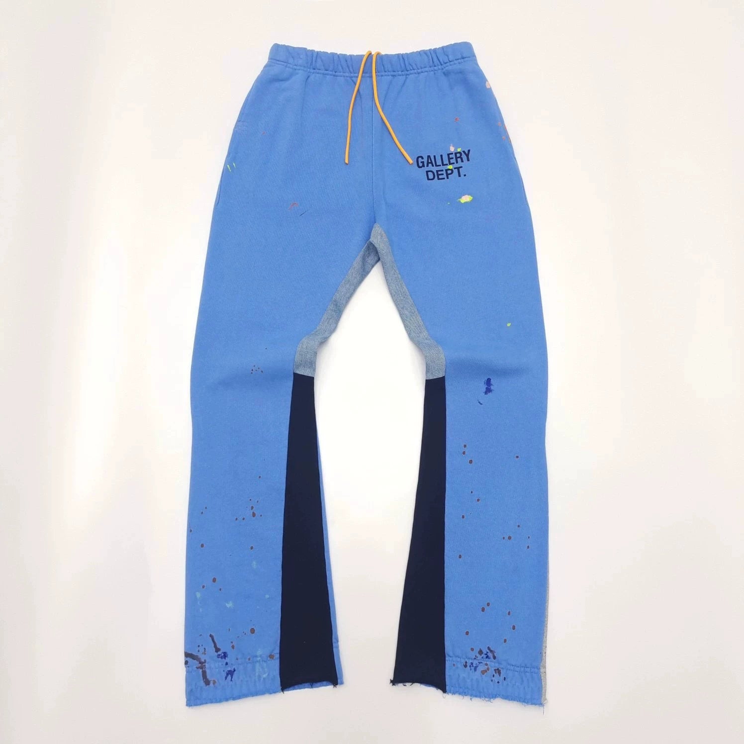 Gallery Dept hand-painted splashed ink letter print splicing micro pull pants, high street washed old pants