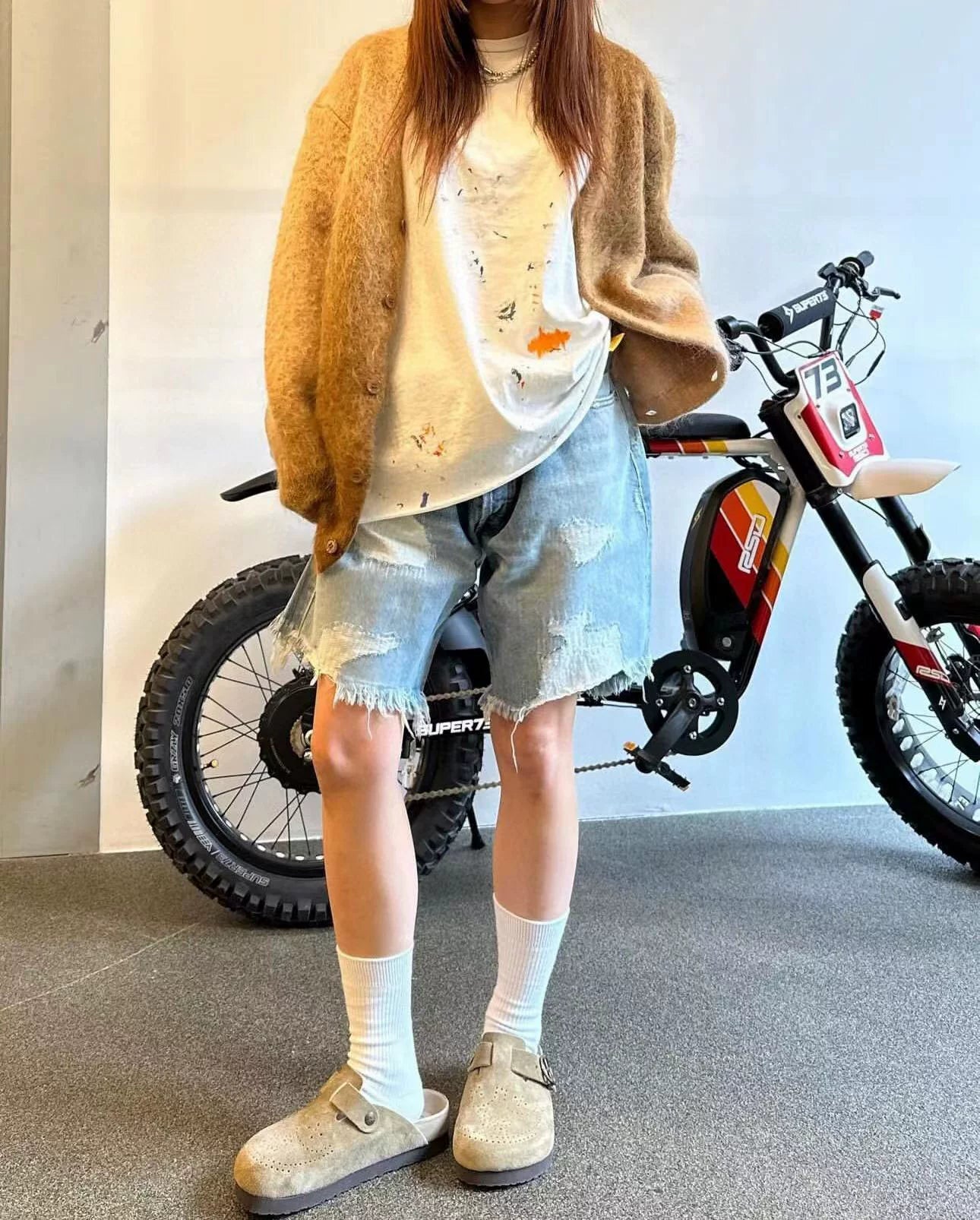 GALLERY DEPT Indian INDIANA High Street Retro Destruction Washed Outdated Hairy Denim Shorts