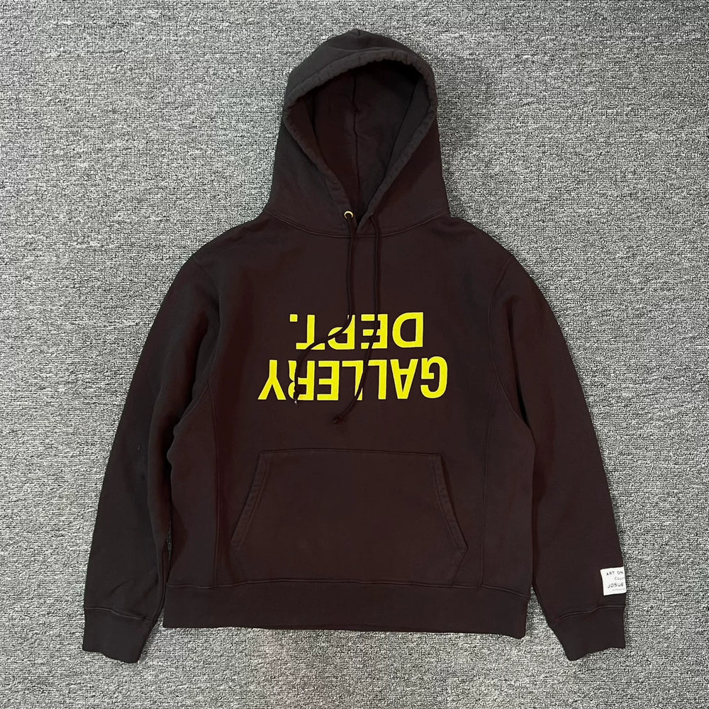 GALLERY DEPT. Vintage printed hoodie unisex hooded sweatshirt washed black loose fit