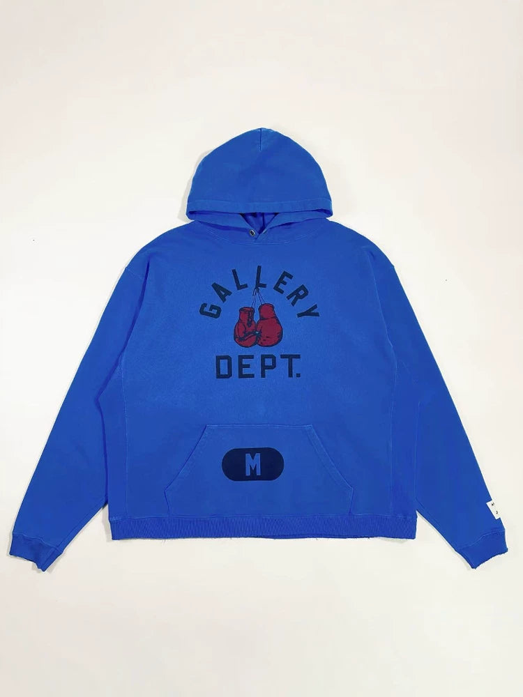 GALLERY DEPT. BOXING MERCH HOODIE Blue Boxing Gloves Size Loose Hoodie