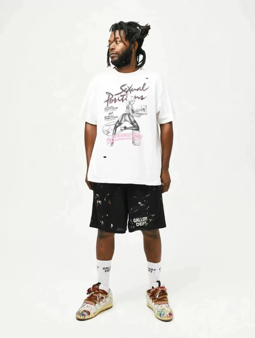 GALLERY DEPT Color Inkjet Hand drawn Splash Ink Graffiti Mesh American High Street Loose Shorts