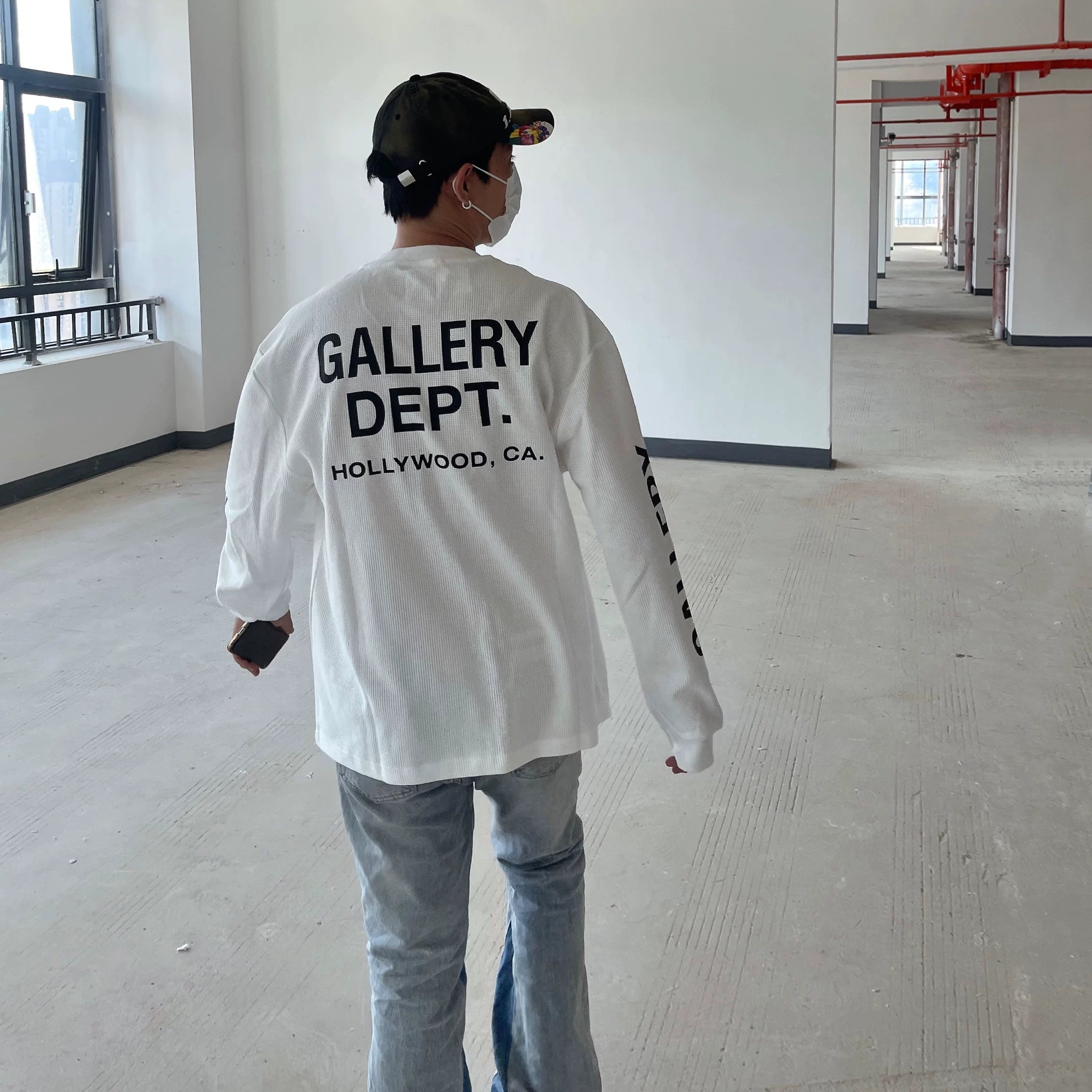 GALLERY DEPT 华夫格宽松印花长袖T恤上衣潮男女