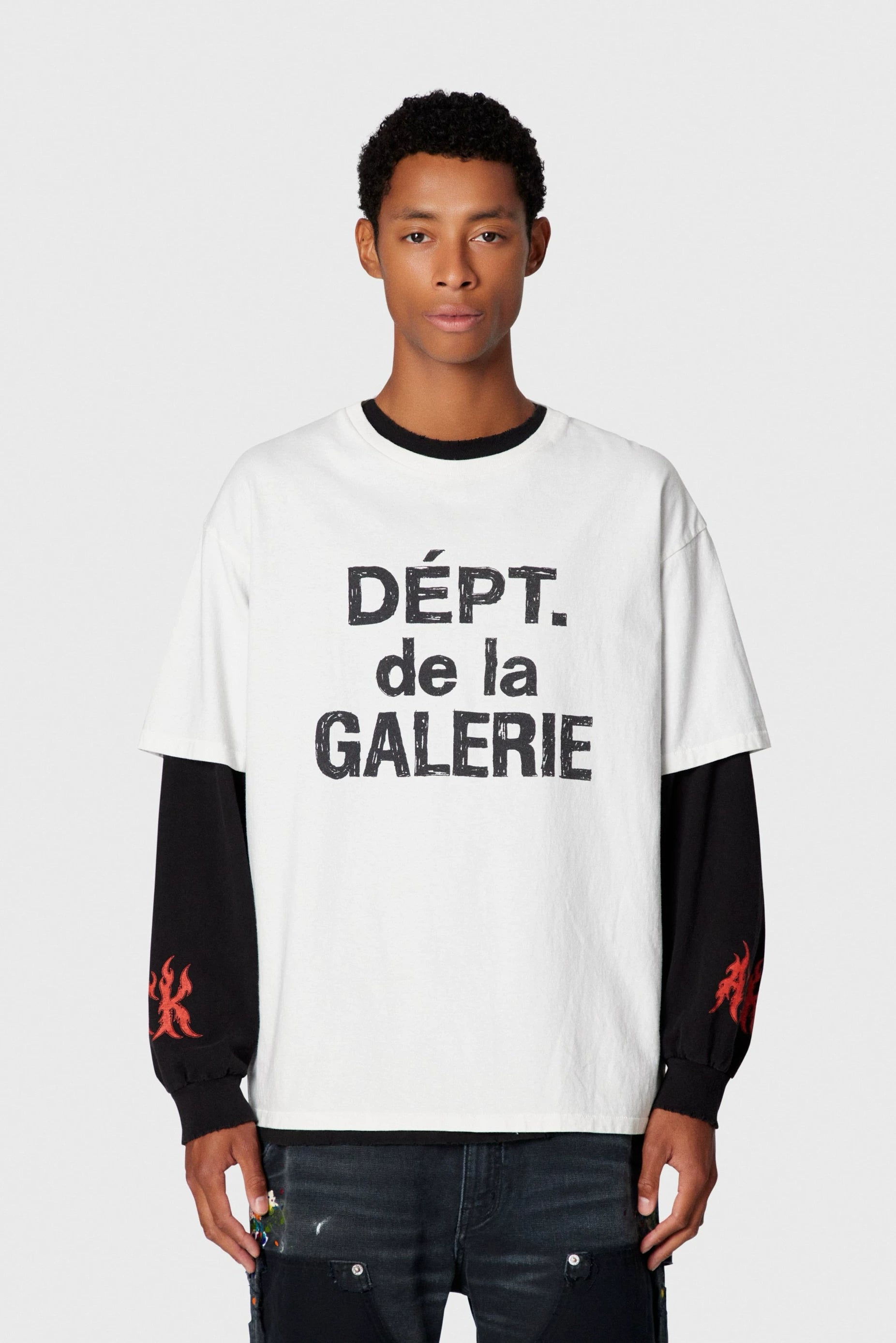 GALLERY DEPT. MOODY TEE WHITE French Graffiti Design Draft Printed Short Sleeve T-shirt