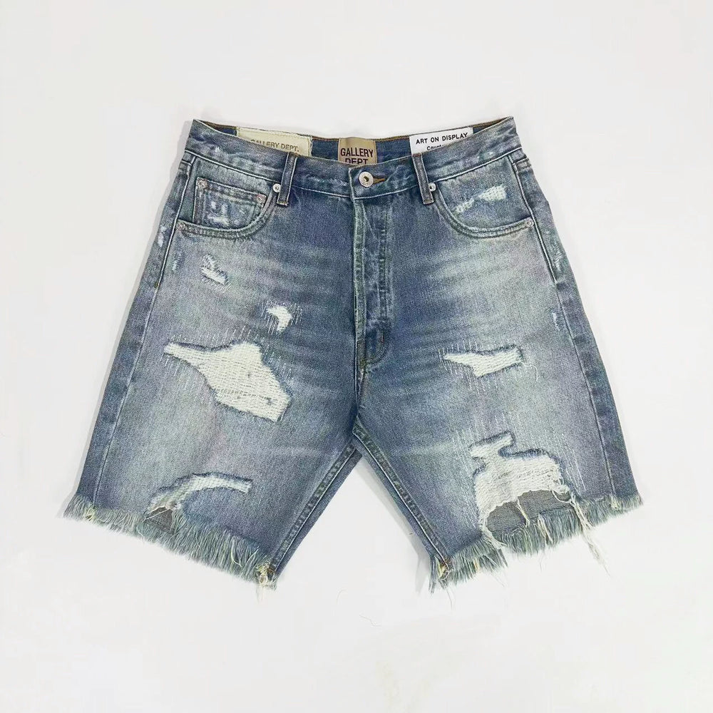 GALLERY DEPT Indian INDIANA High Street Retro Destruction Washed Outdated Hairy Denim Shorts