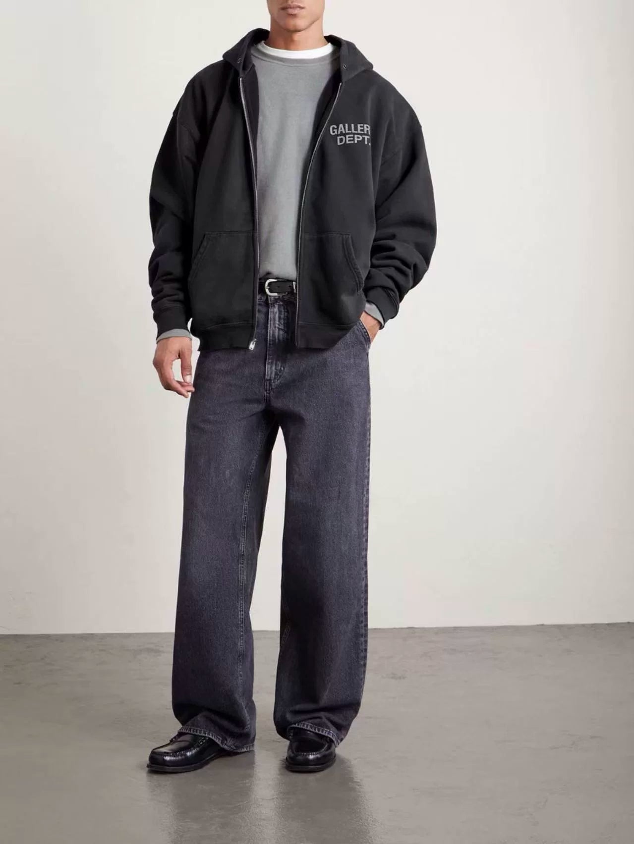 GALLERY DEPT. 90'S FULL ZIP HOODIE 基础字母宽松拉链卫衣帽衫