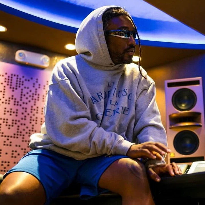 GALLERY DEPT. LE BAR VINTAGE HOODIE Hemp Grey Blue Alphabet Music Bar Hoodie Sweatshirt