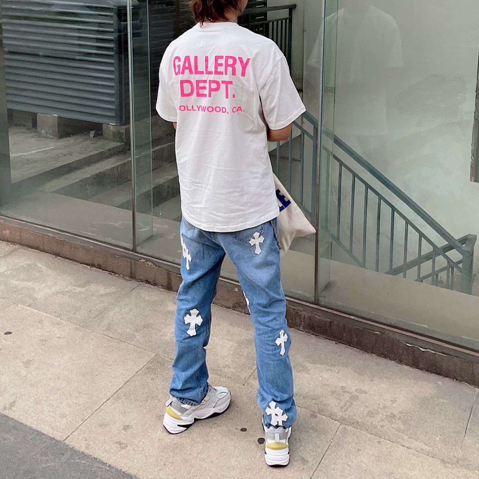 GALLERY DEPT New Pink Letter Logo Basic Slogan Print Cotton Loose Short Sleeve T-shirt TEE Trendy
