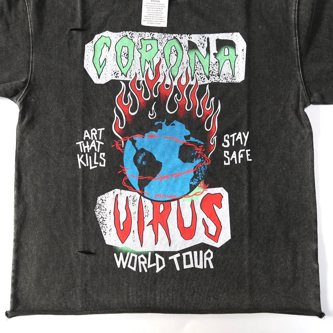 GALLERY DEPT VINTAGE Retro Piercing Round Neck Cotton Short Sleeve T-shirt