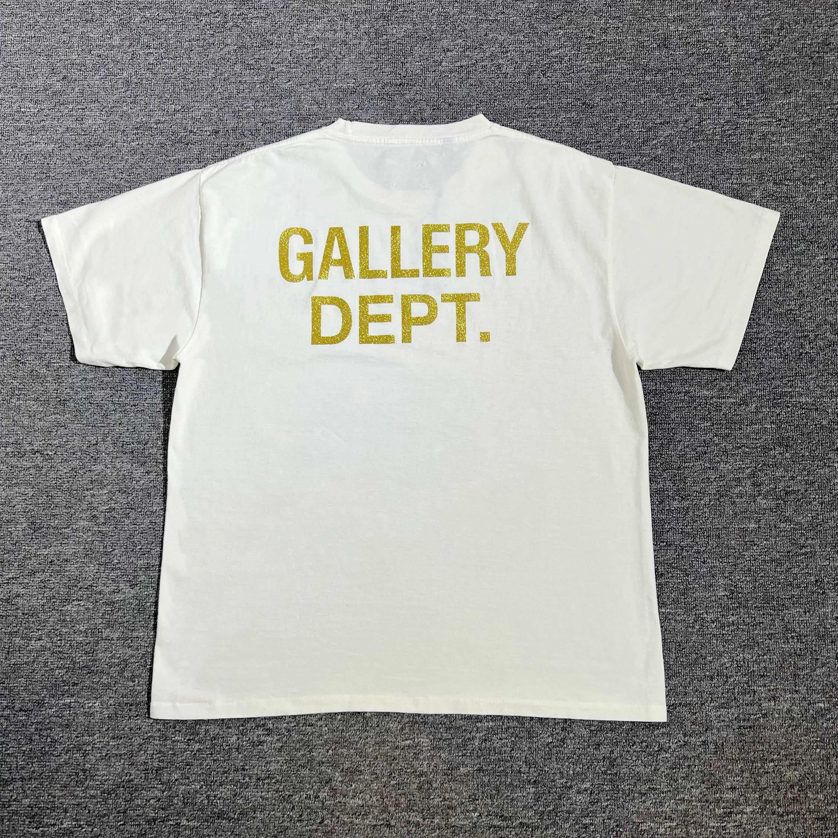 GALLERY DEPT.SKELETON BEACH SURF TEE Beach Surfing Glitter Printed Short Sleeve T-shirt