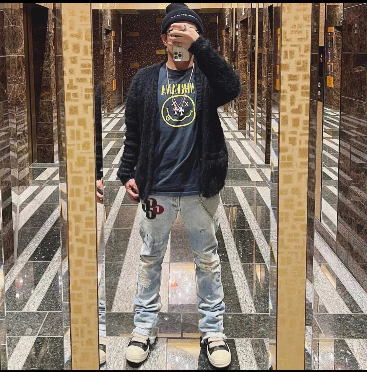 GALLERY DEPT. LA FLARE MULTI G PATCH Skinny Washed Ripple Micro Horn Jeans