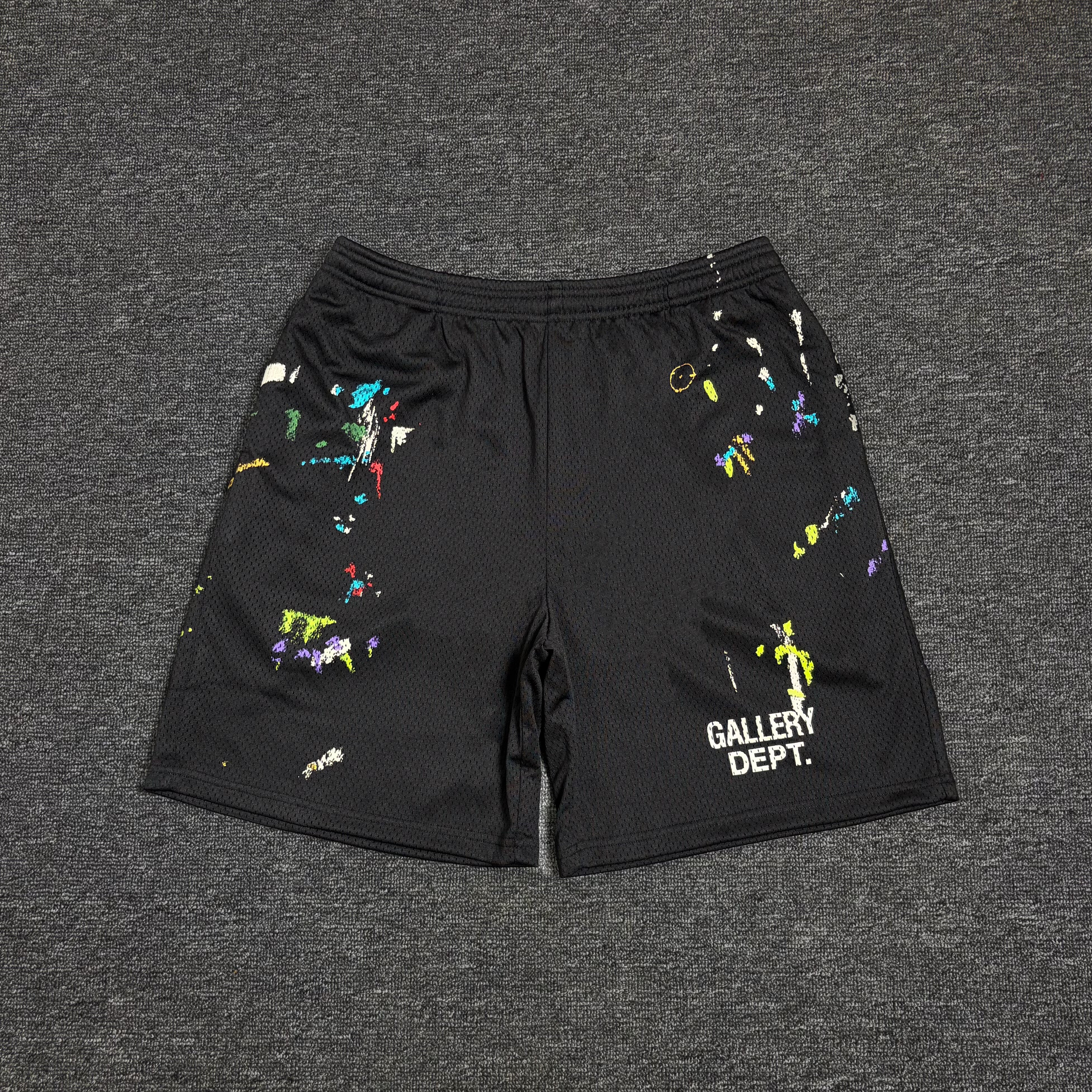 GALLERY DEPT. STUDIO GYM SHORTS hand-painted splashed ink mesh sports letter shorts