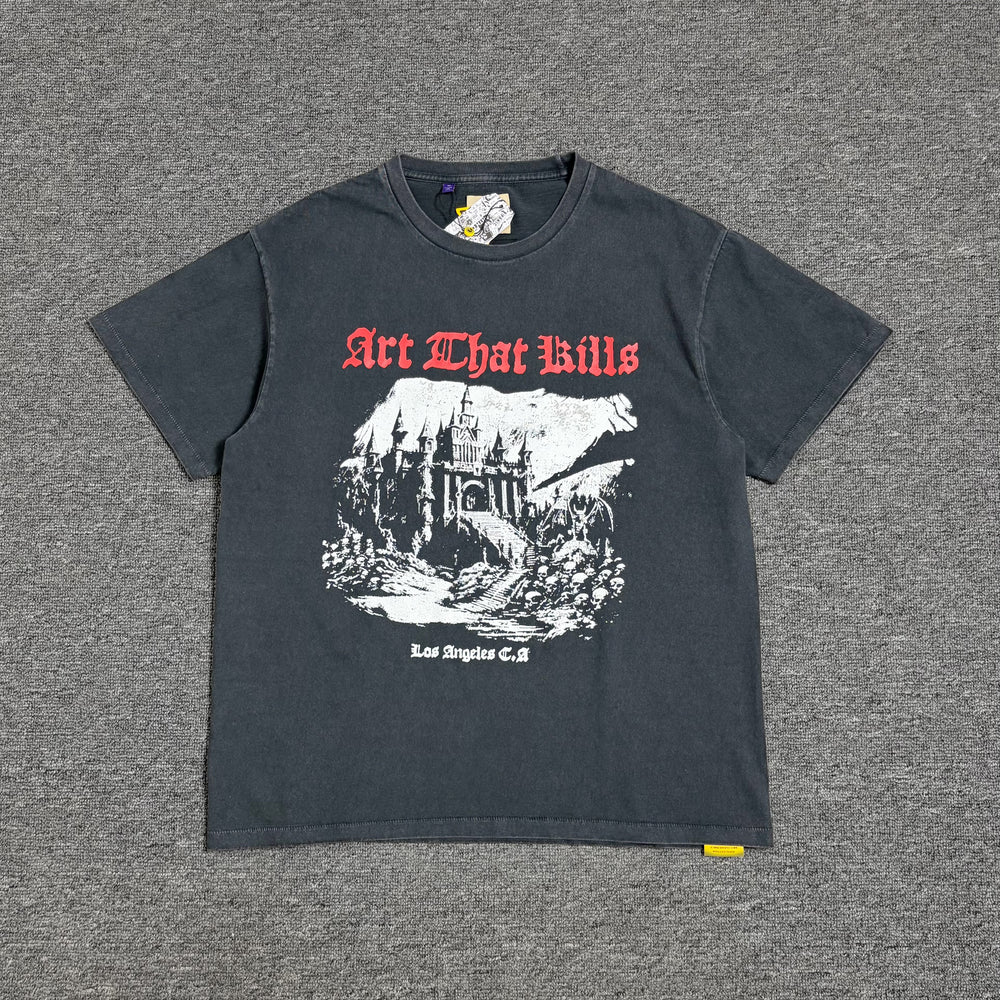 Gallery Depot. Atk Castle Tee Vintage Black Vintage Castle Printed Short Sleeves