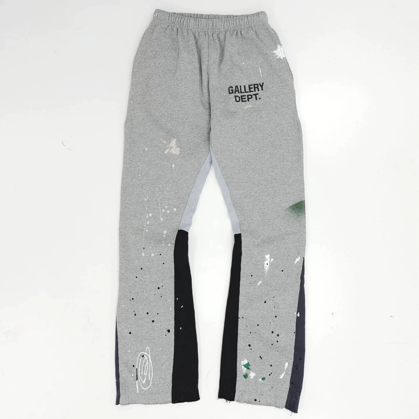 Gallery Dept hand-painted splashed ink letter print splicing micro pull pants, high street washed old pants