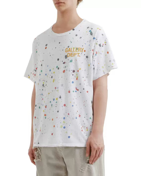Gallery Dept. Le Pop Printed T-shirt in Cotton, hand-painted short sleeved with splashed ink