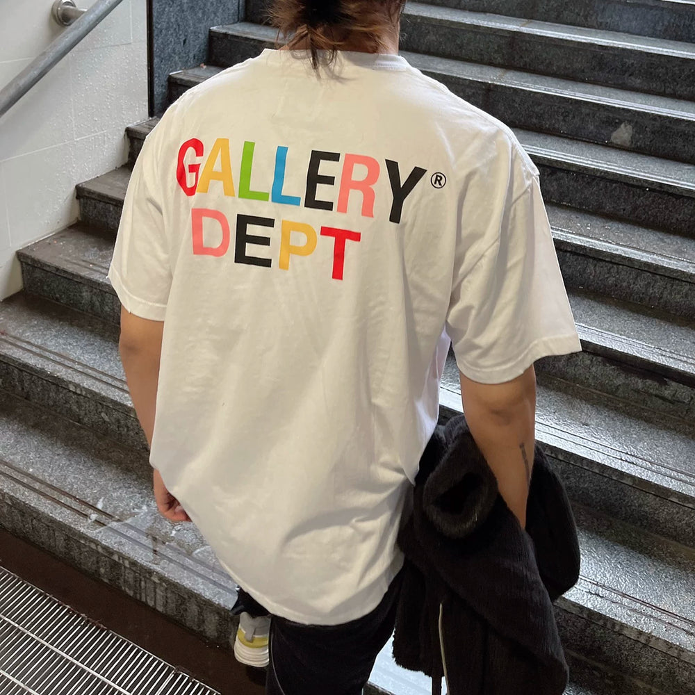 New gallery dept vintage washed distressed distressed color letter printed street trendy short sleeved T-shirt