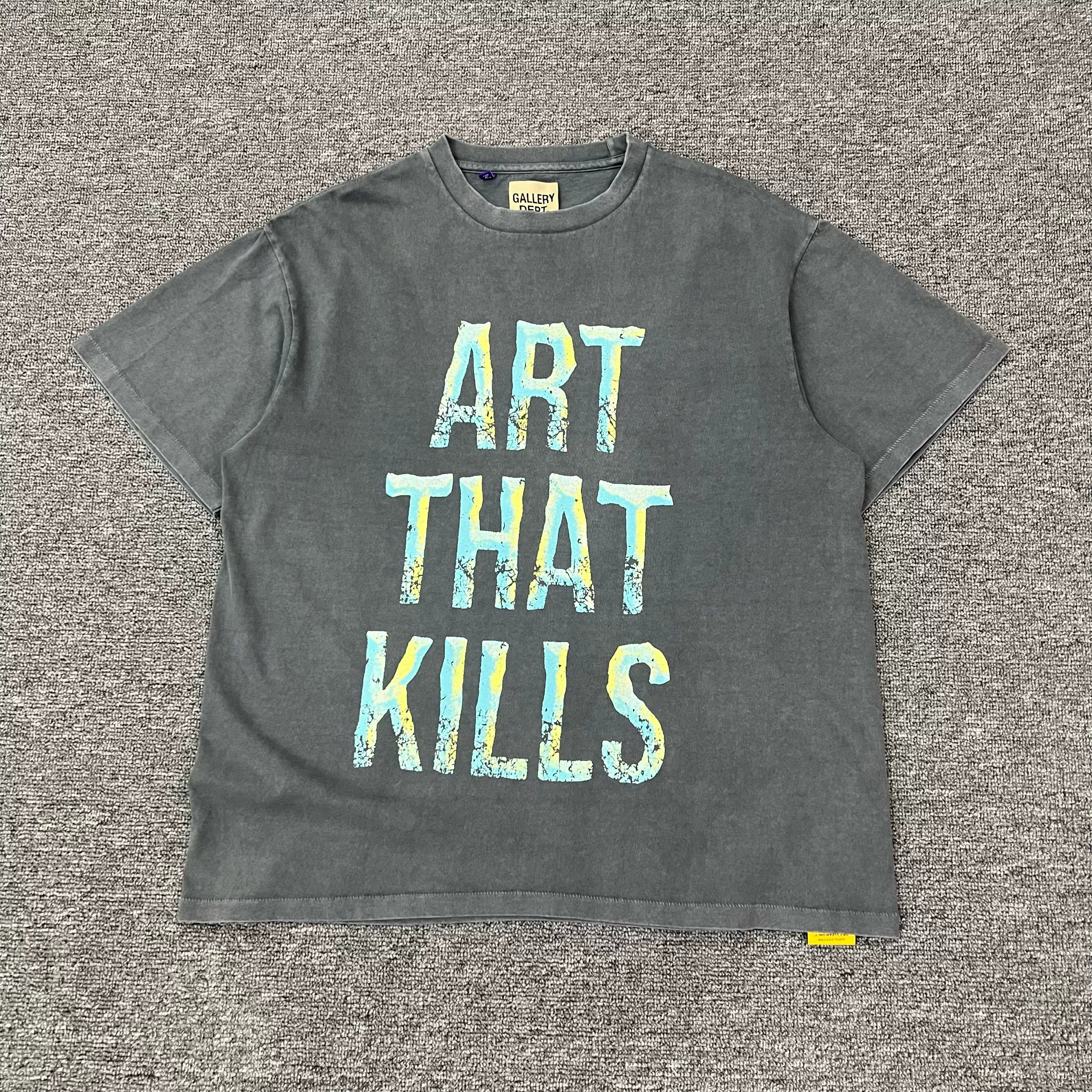 GALLERY DEPT.BROKEN ATK VINTAGE TEE Shattered Letter Printed Short Sleeve High Street T-shirt for Men
