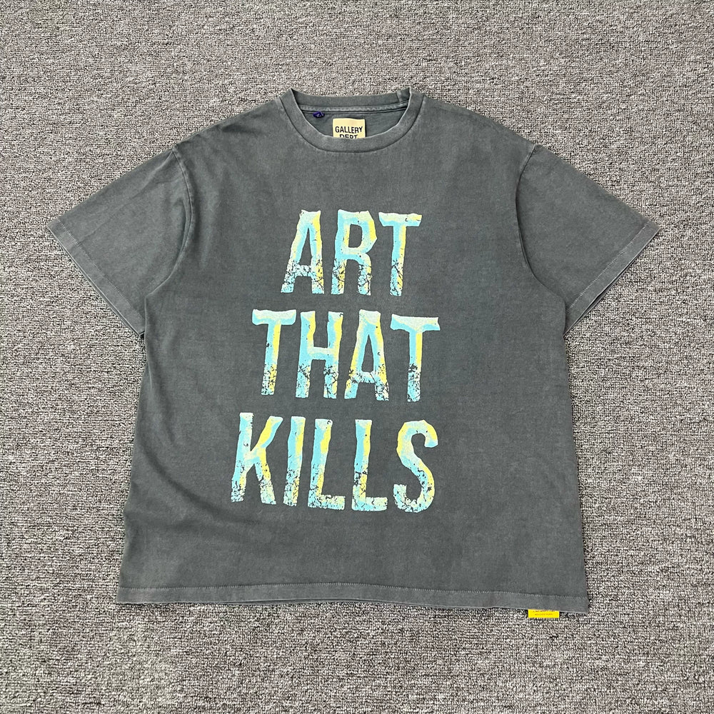 GALLERY DEPT.BROKEN ATK VINTAGE TEE Shattered Letter Printed Short Sleeve High Street T-shirt for Men