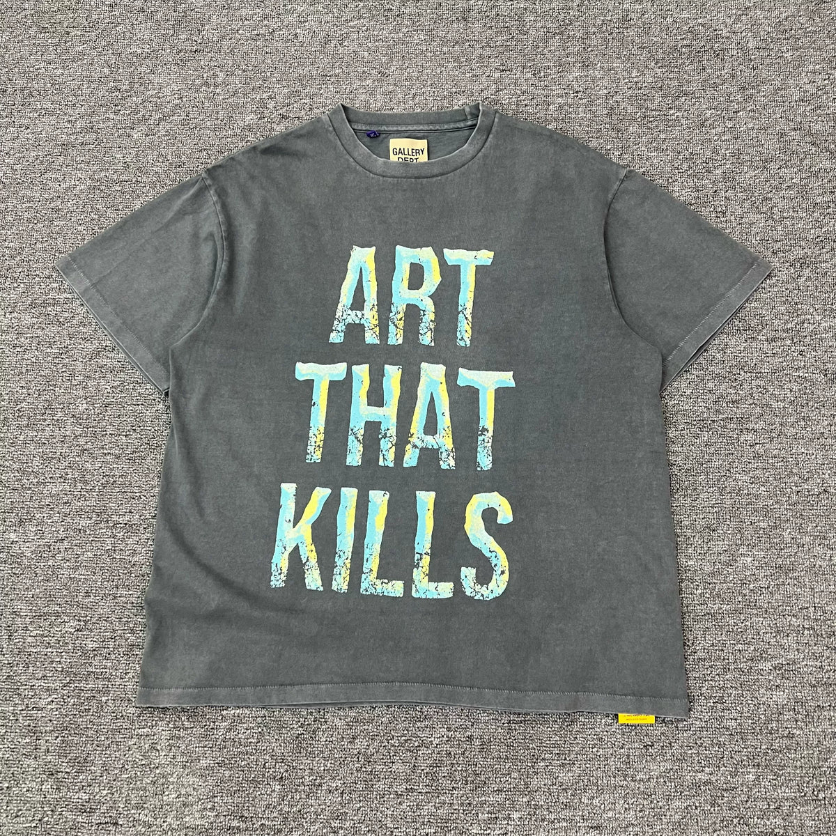 GALLERY DEPT.BROKEN ATK VINTAGE TEE Shattered Letter Printed Short Sleeve High Street T-shirt for Men