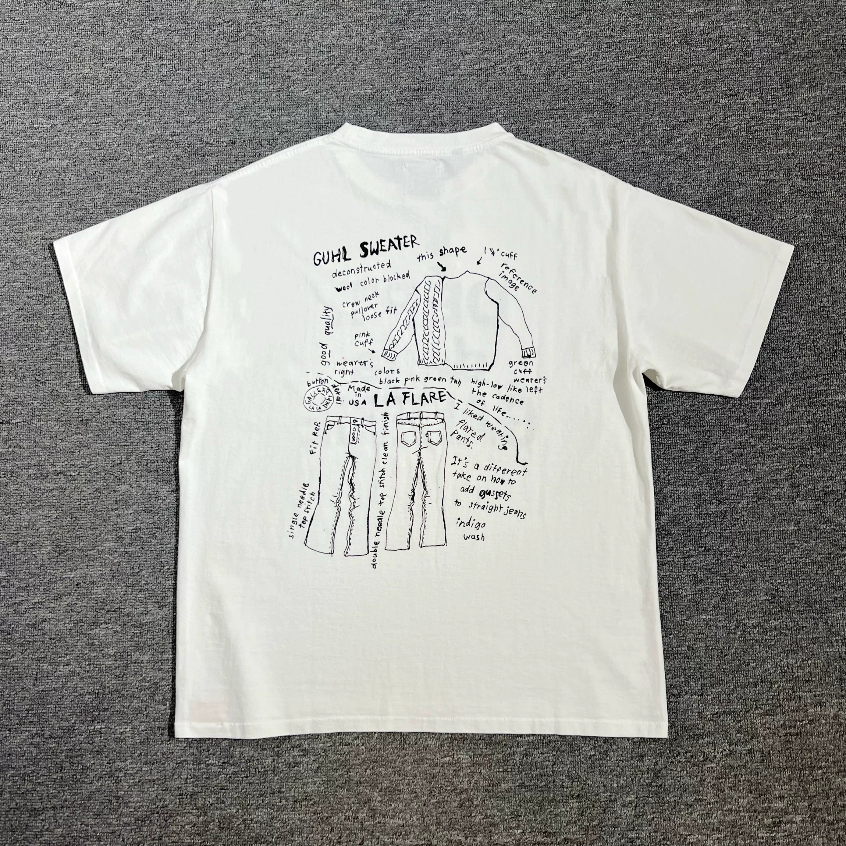 GALLERY DEPT. MOODY TEE WHITE French Graffiti Design Draft Printed Short Sleeve T-shirt