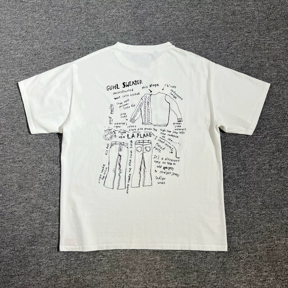 GALLERY DEPT. MOODY TEE WHITE French Graffiti Design Draft Printed Short Sleeve T-shirt