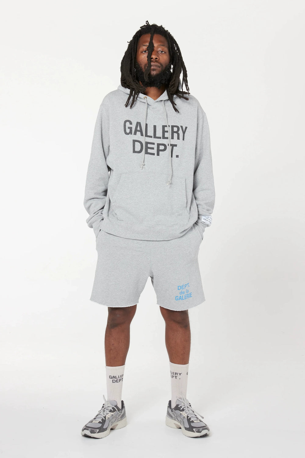 GALLERY DEPT.CENTER LOGO HOODIE Washed Letter Printed Loose Hoodie Sweatshirt for Men