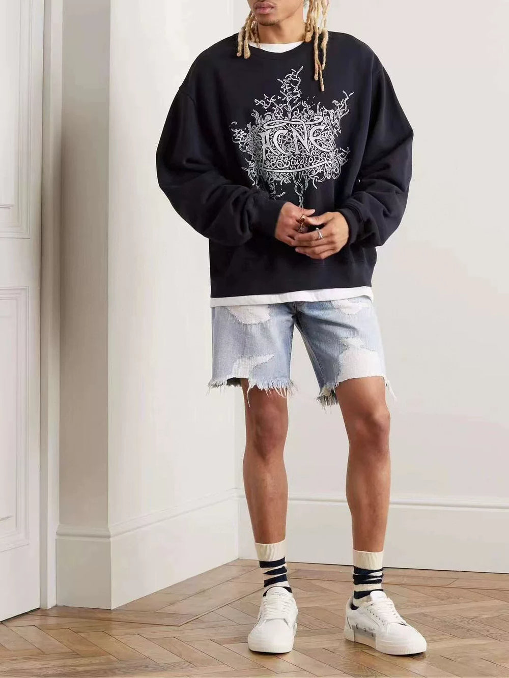 GALLERY DEPT Indian INDIANA High Street Retro Destruction Washed Outdated Hairy Denim Shorts