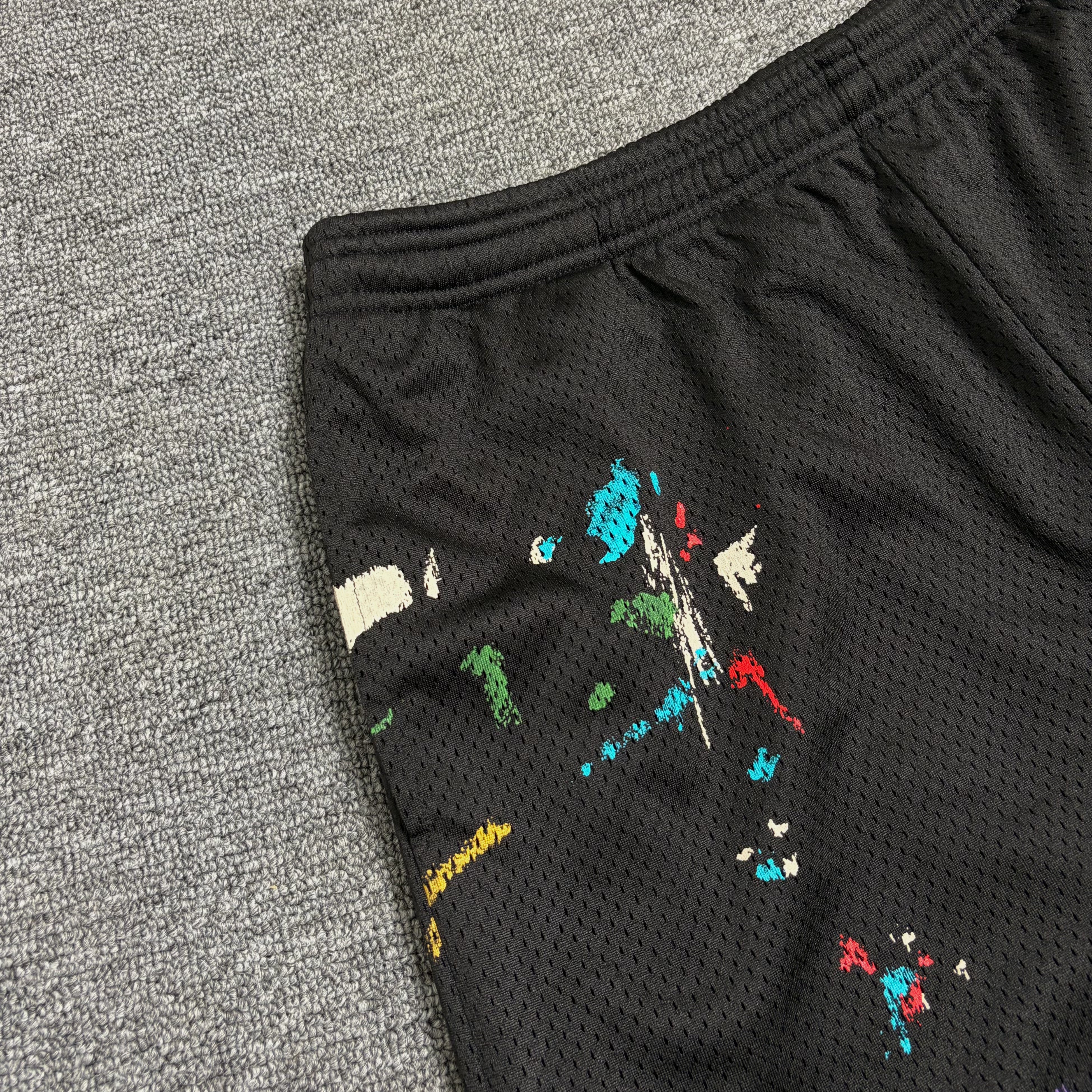 GALLERY DEPT. STUDIO GYM SHORTS hand-painted splashed ink mesh sports letter shorts