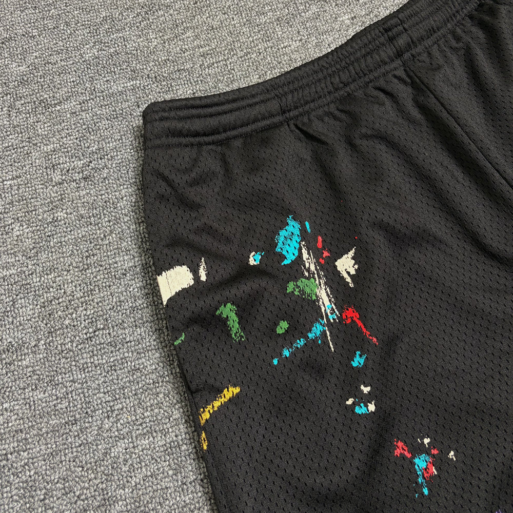 GALLERY DEPT. STUDIO GYM SHORTS hand-painted splashed ink mesh sports letter shorts