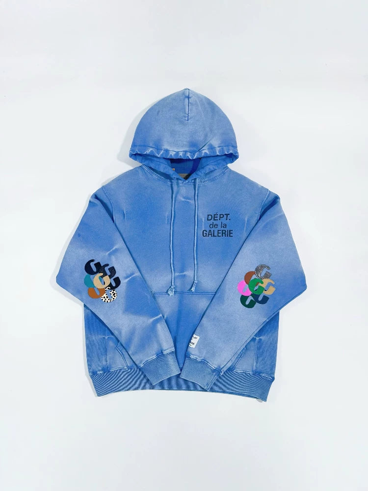 GALLERY DEPT. G-PATCH Blue Water Ripple G Adhesive Leather Washed Water Used Soil American Hoodie