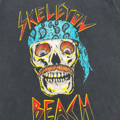 Gallery Depot Skeleton Beach Tee Washed and Used Skull Printed Short Sleeve T-shirt