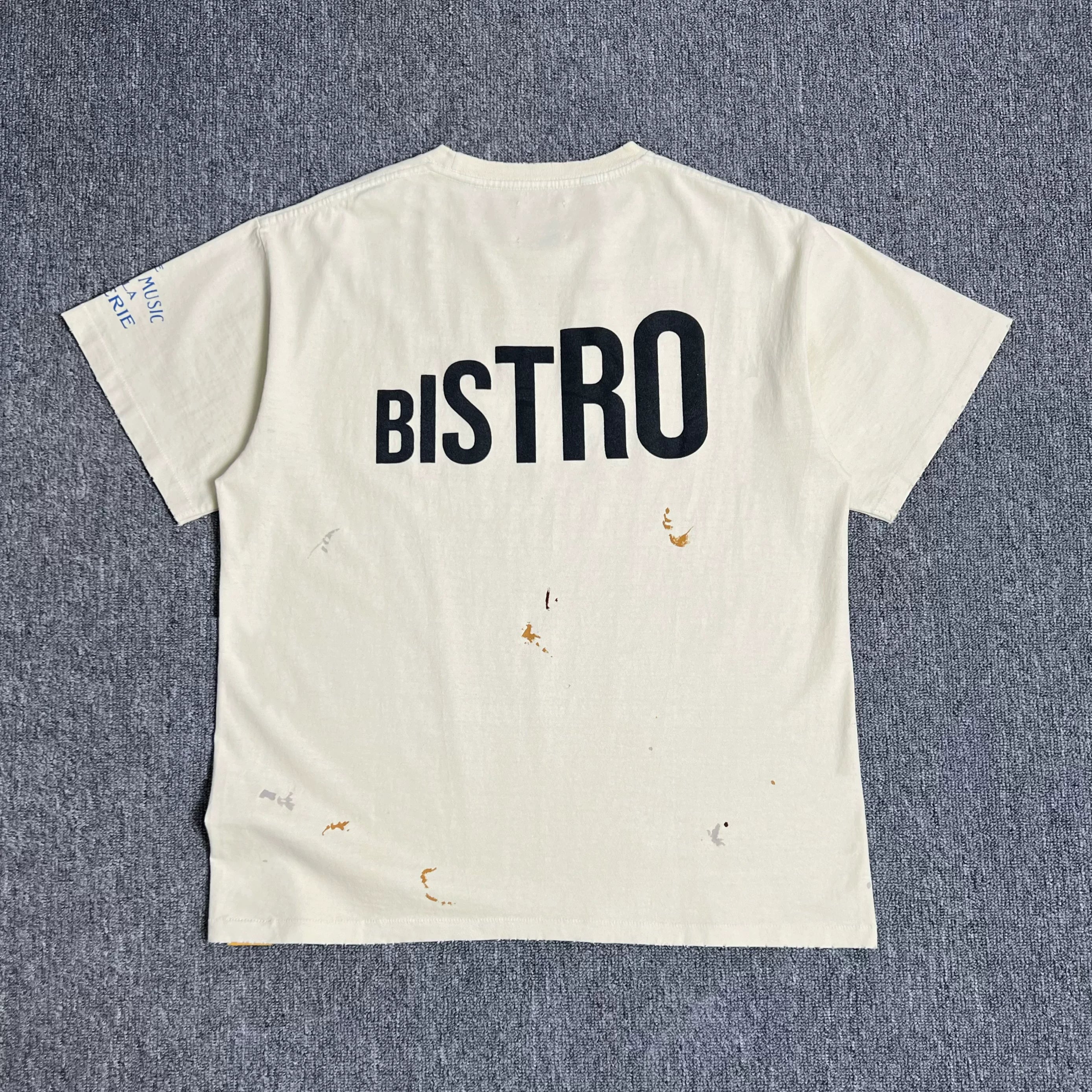 GEIIARK DEPT High Street Trendy T-shirt Coffee Shop Letter Printing Creative Fun Washed Casual Short Sleeve T-shirt