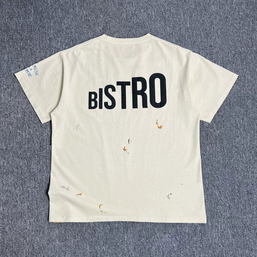GEIIARK DEPT High Street Trendy T-shirt Coffee Shop Letter Printing Creative Fun Washed Casual Short Sleeve T-shirt
